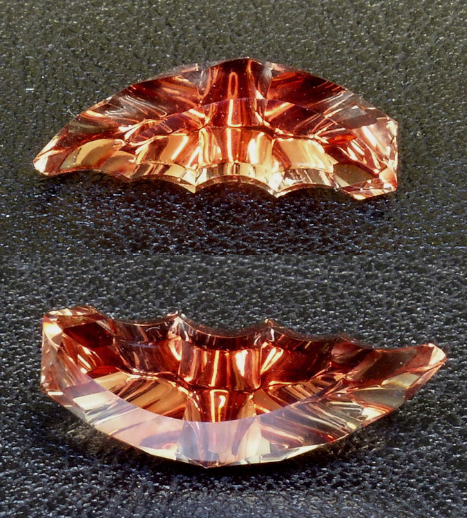 incredible cresent moon shaped faceted oregon sunstone