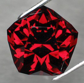 large pentagon shaped red garnet