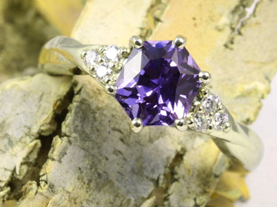 purple sapphire and diamond ring