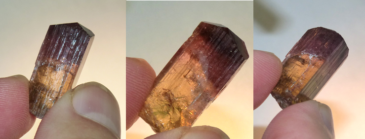 terminated bicolor tourmaline crystal from Malkhan gem deposit - Russia