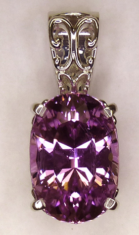 Oceanview Kunzite set into Platinum Pendant